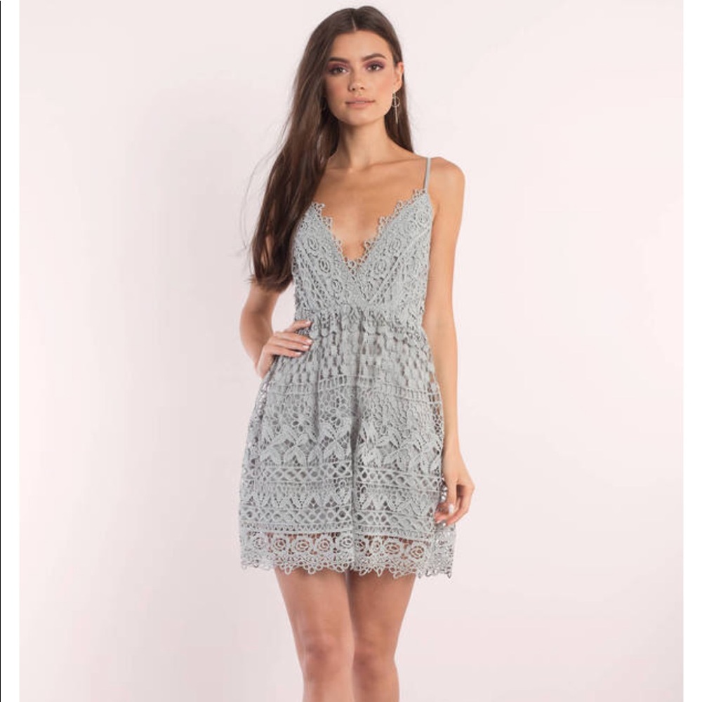 TOBI GREY LACE DRESS